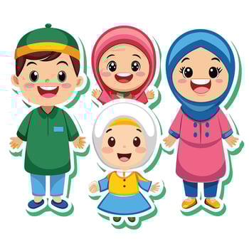 muslim family illustration vector