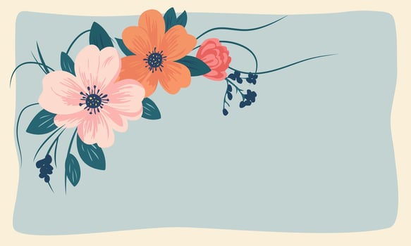 Horizontal invitation template decorated with flowers vector
