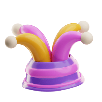 Clown Hat Carnival Object Illustration 3D png