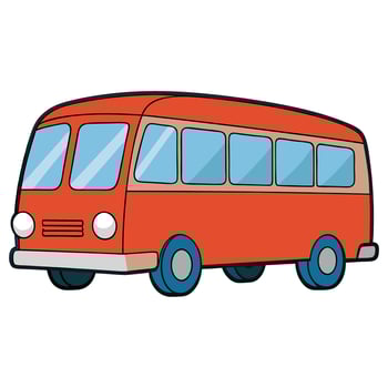 Flat School Bus in Bright Solid Colors vector