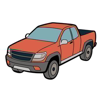A red pickup truck on a white background vector