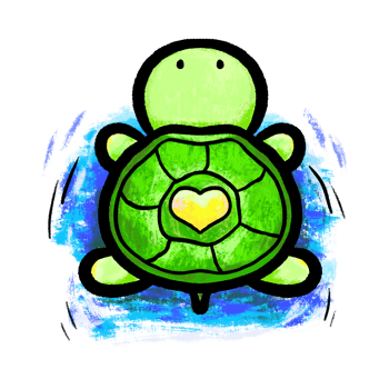 Cartoon turtle swimming illustration, cute turtle in water doodle textured color drawing png