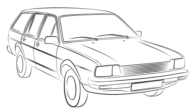 The sketch of a old passenger car. vector