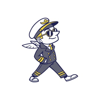 A cartoon character wearing a pilot's uniform and sunglasses vector