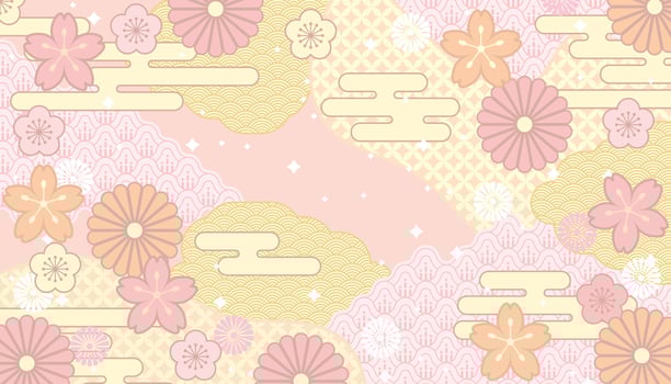 pastel cherry blossom oriental background vector