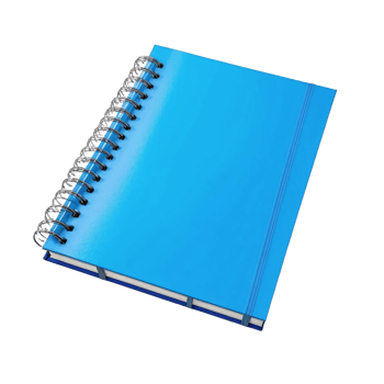 A blue notebook with a spiral binding png