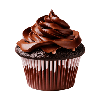 A chocolate cupcake with frosting on top png