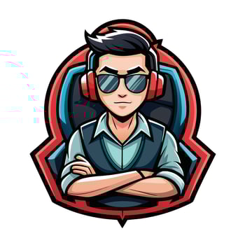 a man wearing headphones and sunglasses vector