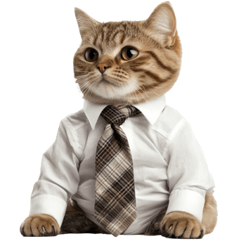 Cat dressed in a formal shirt with a tie png