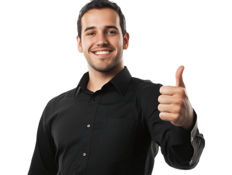 Happy man giving thumbs up in casual attire png
