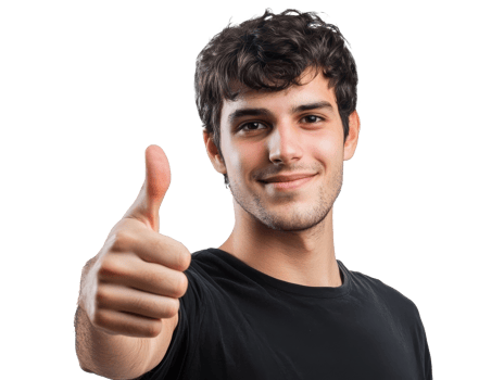 Young man giving a thumbs up gesture with a smile png