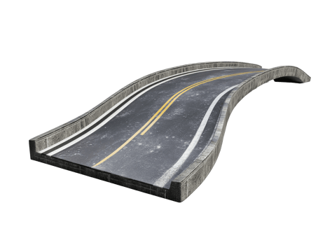 Curved road design with wavy features and lanes png
