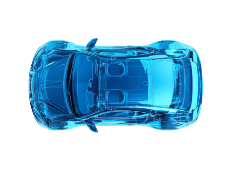 Car design concept in blue digital rendering png