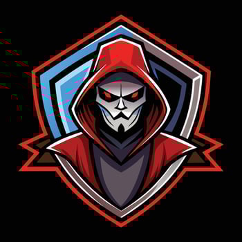 a red hooded man with a black mask vector