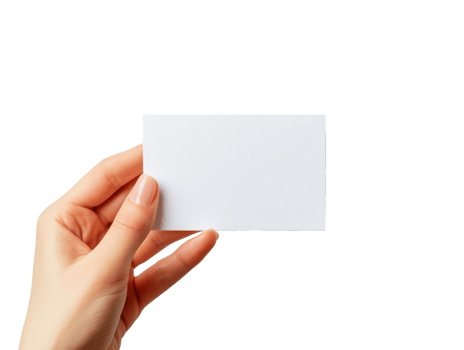 Blank card held in hand against white background png