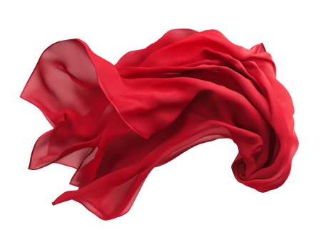 Elegant red scarf flowing in soft motion png