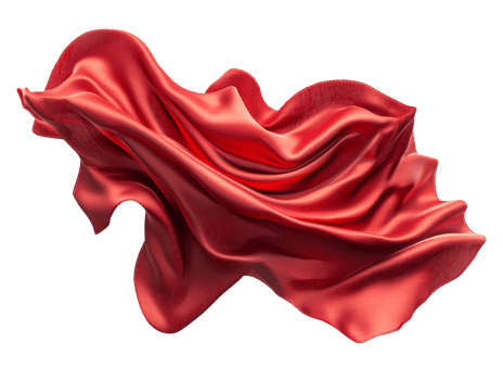 Flowing red fabric with elegant draping shapes png
