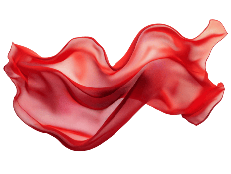 Graceful red silk fabric in the air png