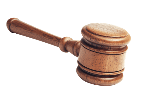 Wooden gavel used in court for legal decisions png