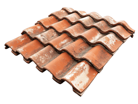 Neatly stacked terracotta roof tiles png
