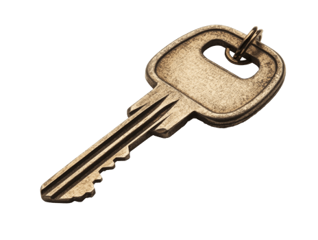 Key lying on a flat surface in soft lighting png