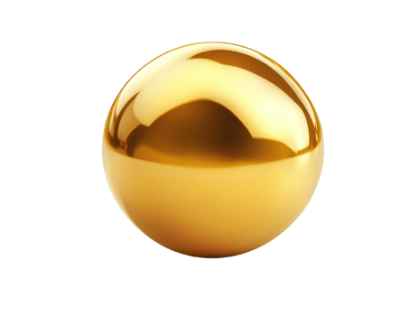 Reflective golden sphere on a white background png