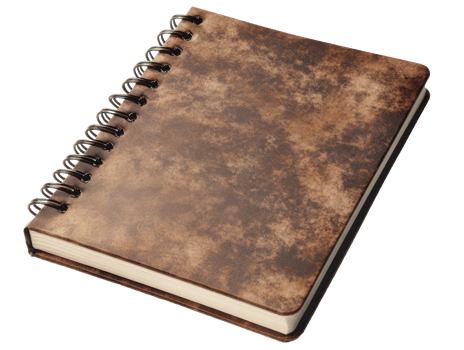 Textured brown spiral notebook shown png