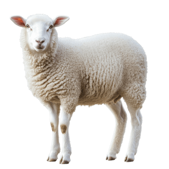 Sheep standing on white background in daylight png