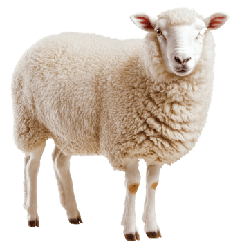 Sheep standing on white background during daylight png
