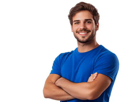 Smiling young man in casual clothes png