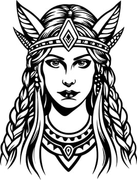 Frigg queen goddess illustration in vintage style vector