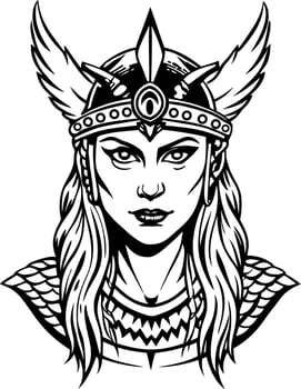 Valkyrie goddess illustration in vintage style vector