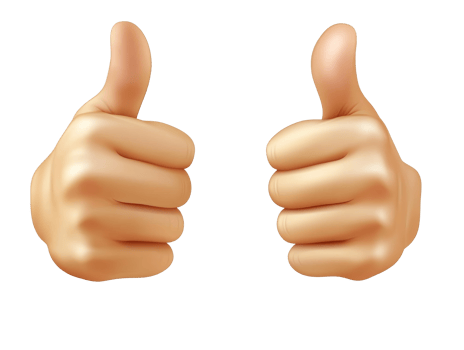 Two thumbs up signifying approval and positivity png