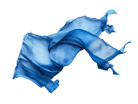 Flowing blue fabric gracefully captured in motion png
