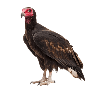 Black vulture standing with red head and neck png