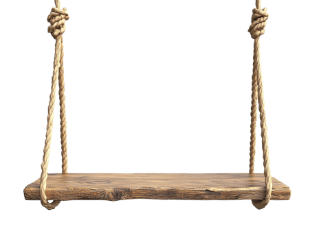 Wooden swing hanging from ropes for outdoor play png
