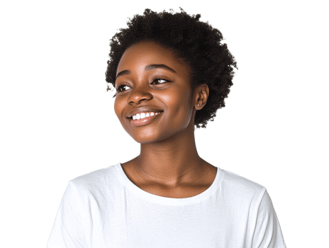 Smiling young woman with natural hairstyle indoors png