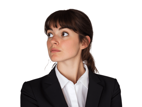 Businesswoman gazing upward thoughtfully png