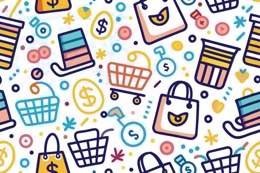 shopping seamless pattern with colorful icons vector