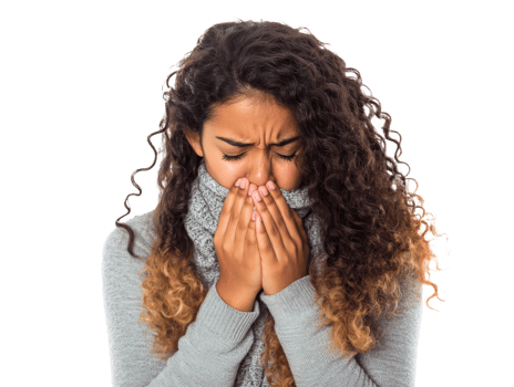 Emotional woman expressing sadness indoors png