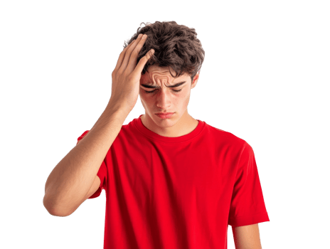 Young man showing signs of discomfort and distress png