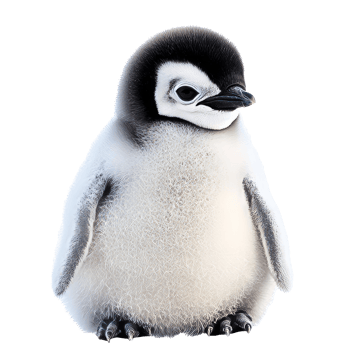 Cute baby penguin stands against white background png