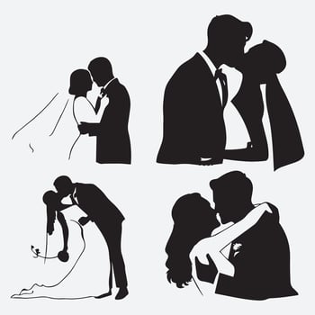 Wedding Couple Outline Collection vector