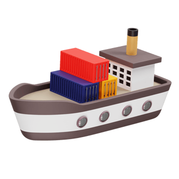steam ship icon illustration 3d render png