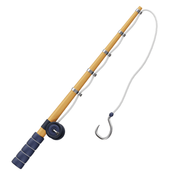 Fishing rod 3d rendering illustration icon png