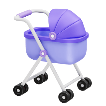 baby carriage icon illustration 3d. Baby stroller 3d render illustration png