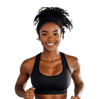 Fitness photography, happy Black woman png