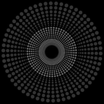 Gray round abstract geometric pattern on black background vector