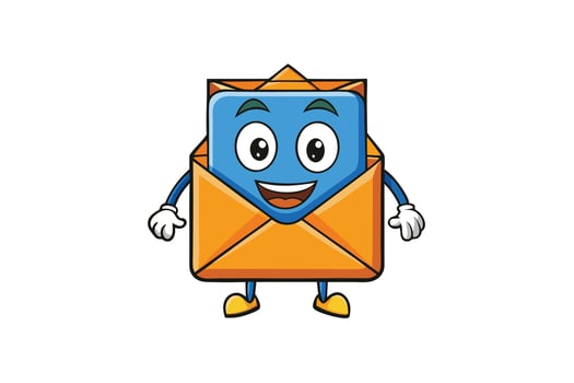 Bright and colorful cartoon envelope character illustration, symbolizing correspondence, mail services, and communication technology vector