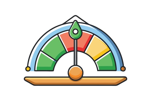 Bright and dynamic gauge icon, combining green, yellow, and red segments, perfect for analysis, feedback, or progress indicators vector